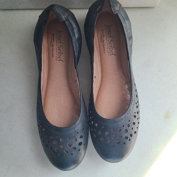 Josef Seibel Womens Pippa 29 Black Nesty Oil Burnish Leather Ballet Flat 41 NEW - Picture 2 of 5